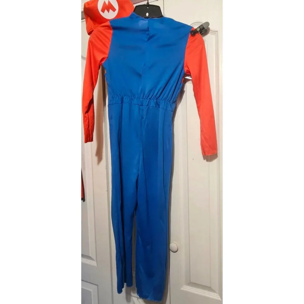 Super Mario Costume Boys 7-8 Jumpsuit Hat Mustache Halloween Nintendo Boy READ